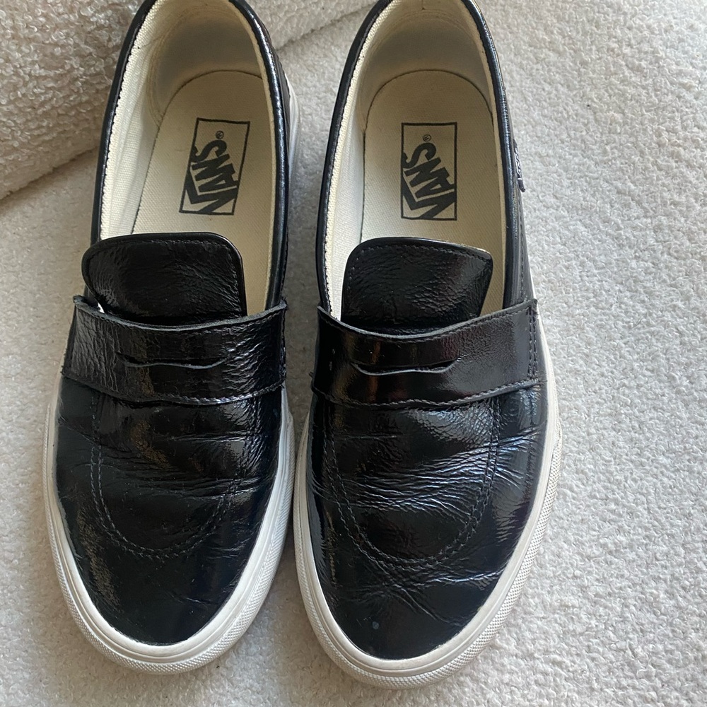 Vans Glossy Black Slip-On Shoes